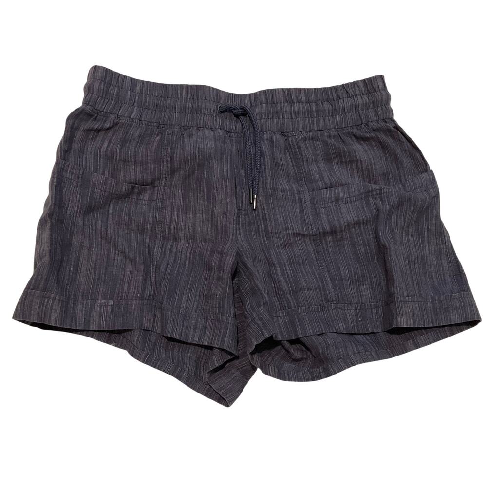 Athleta Cabo 100% Linen Textured‎ 4” Shorts with Pockets  - Dark Blue - Size 10